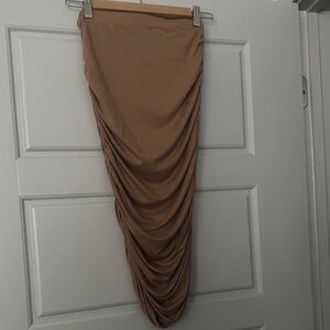 Boohoo Tan Gathered Pencil Skirt